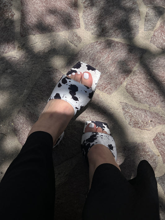 Sandalias de tacón cowprint